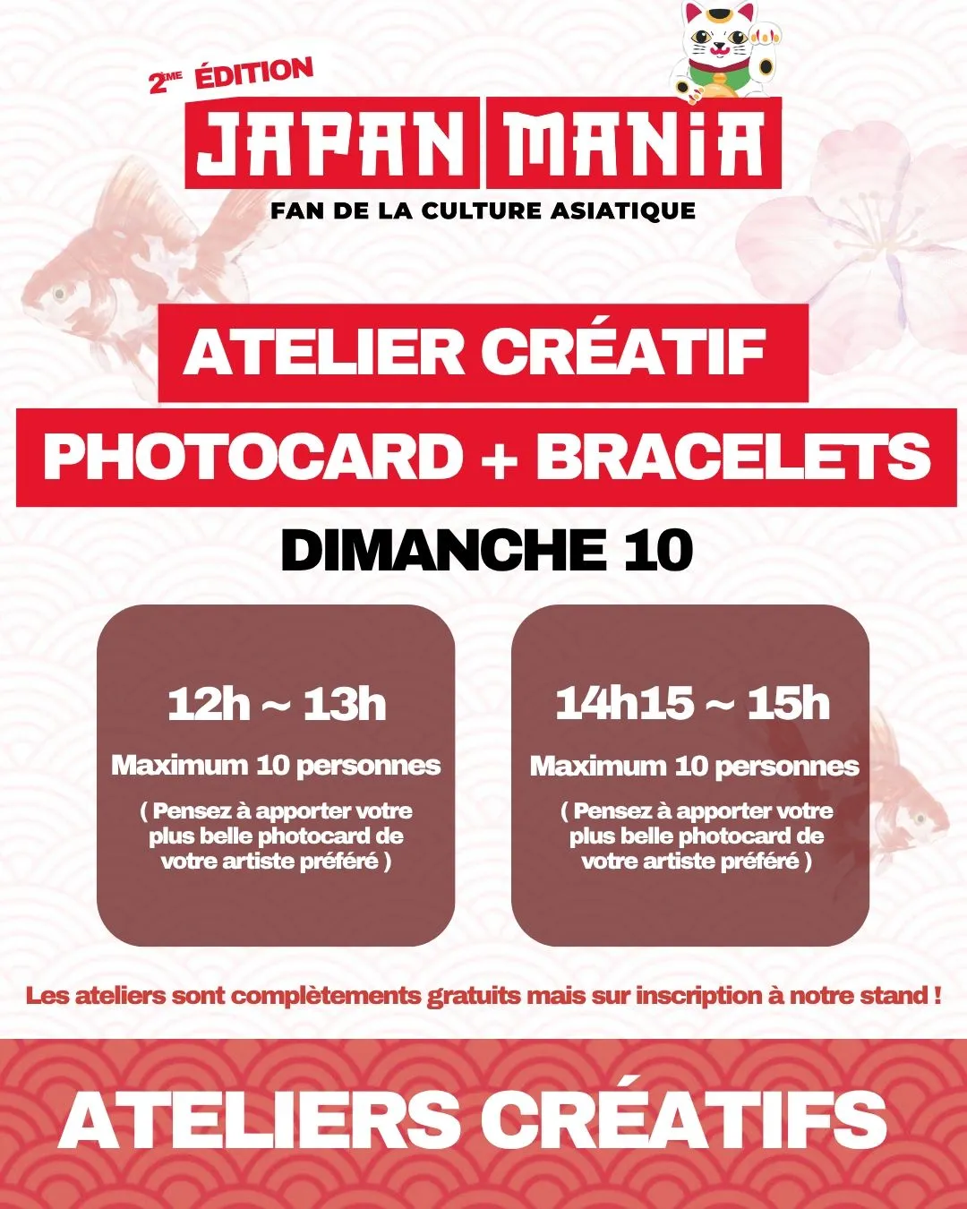 Ateliers créatifs dimanche 10